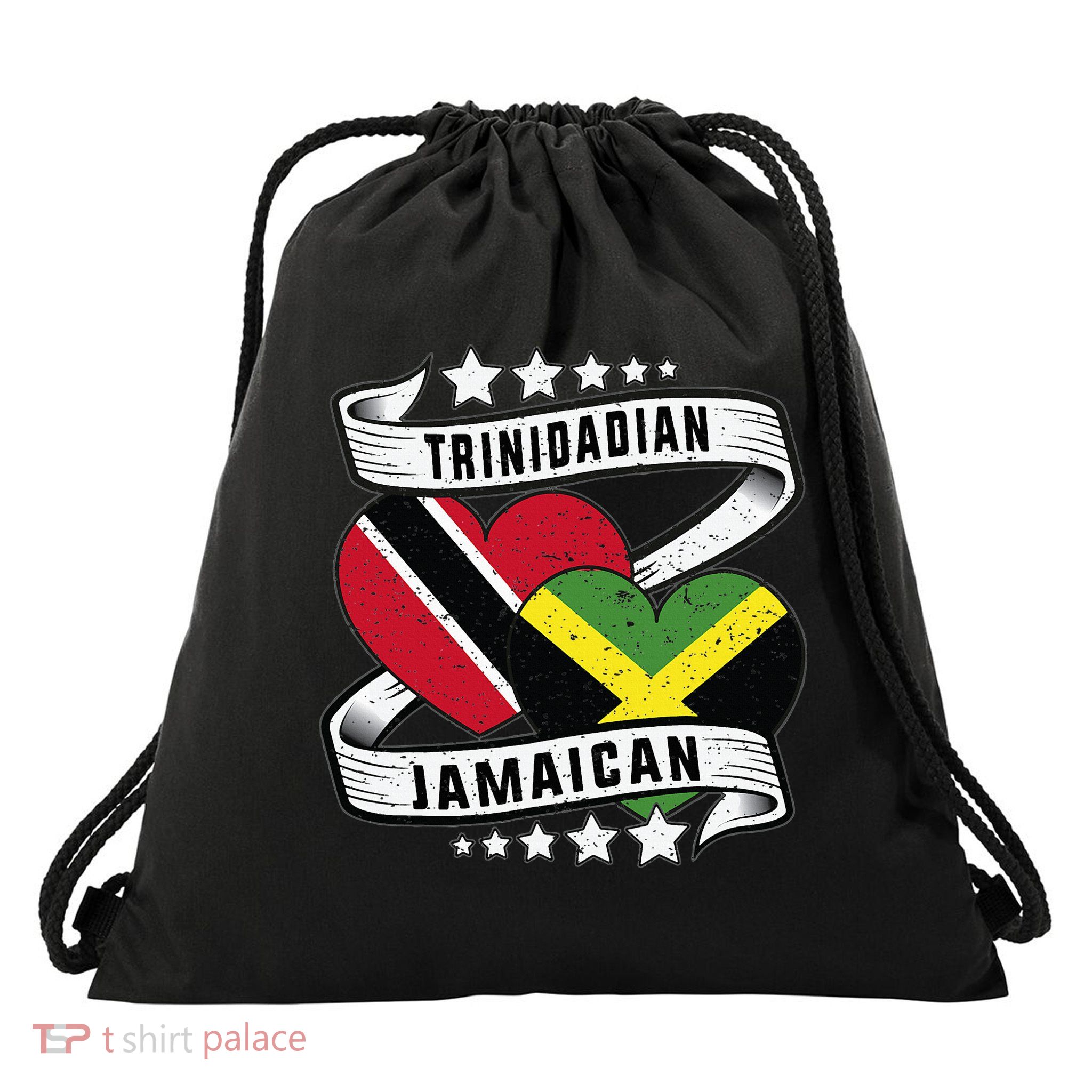 Jamaican Trinidad and half Jamaican flag  Drawstring Bag