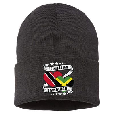 Jamaican Trinidad and half Jamaican flag  Sustainable Knit Beanie