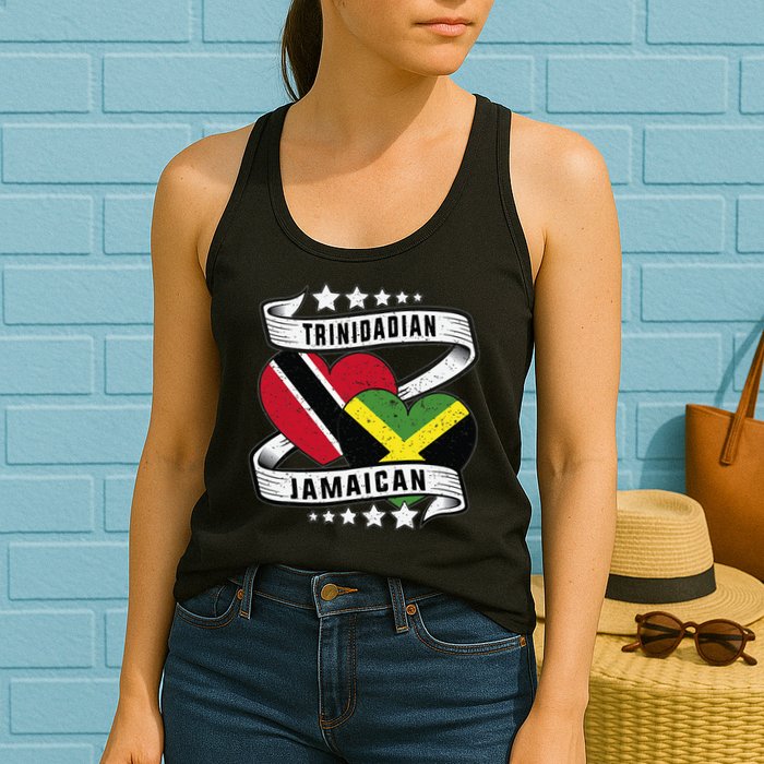 Jamaican Trinidad and half Jamaican flag  Womens Tank Top