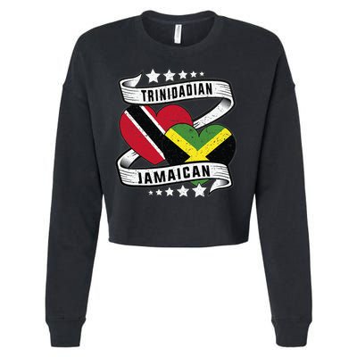 Jamaican Trinidad and half Jamaican flag  Cropped Pullover Crew