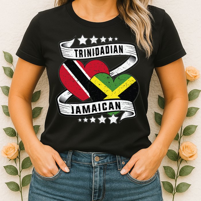 Jamaican Trinidad and half Jamaican flag  Womens T-Shirt