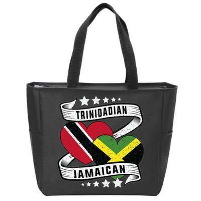 Jamaican Trinidad and half Jamaican flag  Zip Tote Bag