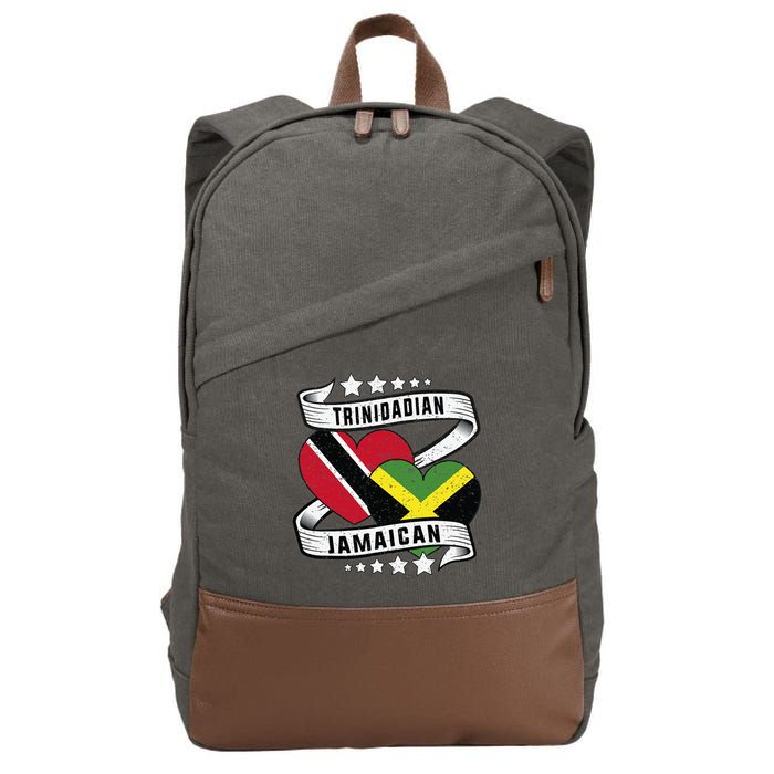 Jamaican Trinidad and half Jamaican flag  Cotton Canvas Backpack