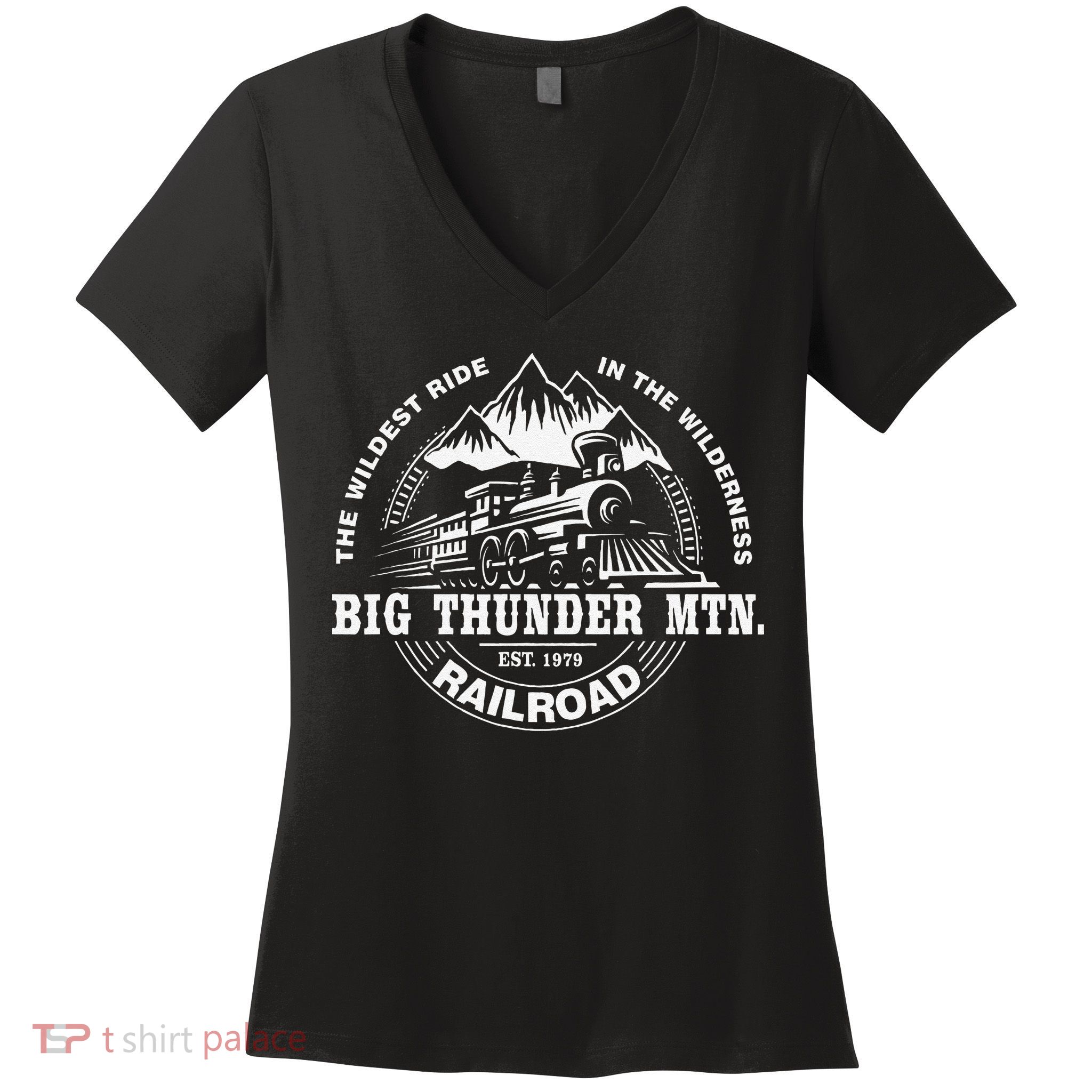 Journey to Big Thunder Mountain Railroad Theme Park Gift Women's V-Neck T-Shirt