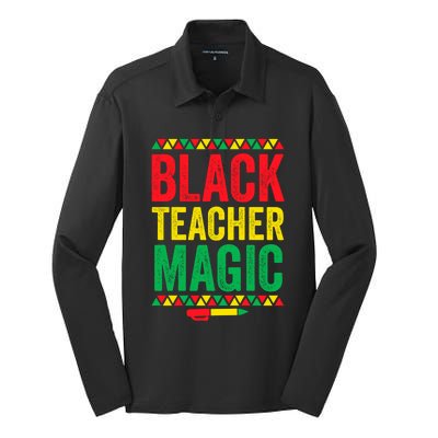 Juneteenth Teacher Black History Month Gift Black Teacher Magic Cute Gift Silk Touch Performance Long Sleeve Polo