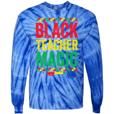 Juneteenth Teacher Black History Month Gift Black Teacher Magic Cute Gift Tie-Dye Long Sleeve Shirt