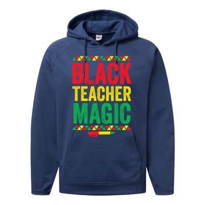 Juneteenth Teacher Black History Month Gift Black Teacher Magic Cute Gift Performance Fleece Hoodie