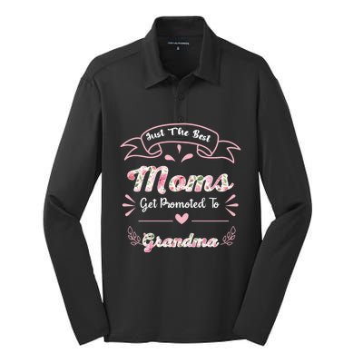 Just The Best Moms Get Promoted To Grandma Mothers Day Gift Silk Touch Performance Long Sleeve Polo