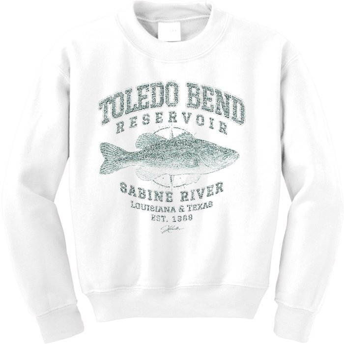 JCombs Toledo Bend Reservoir With Largemouth Bass Kids Sweatshirt