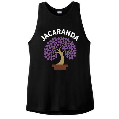 Jacaranda Tree Bonsai Art Purple Blossom Ladies PosiCharge Tri-Blend Wicking Tank