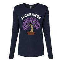 Jacaranda Tree Bonsai Art Purple Blossom Womens Cotton Relaxed Long Sleeve T-Shirt