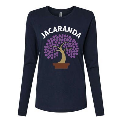 Jacaranda Tree Bonsai Art Purple Blossom Womens Cotton Relaxed Long Sleeve T-Shirt