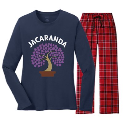 Jacaranda Tree Bonsai Art Purple Blossom Women's Long Sleeve Flannel Pajama Set 