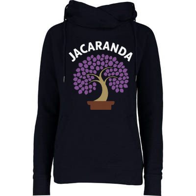 Jacaranda Tree Bonsai Art Purple Blossom Womens Funnel Neck Pullover Hood