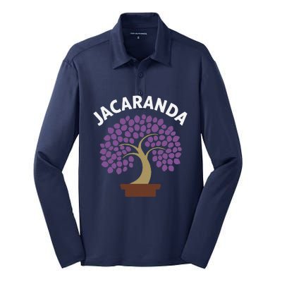 Jacaranda Tree Bonsai Art Purple Blossom Silk Touch Performance Long Sleeve Polo