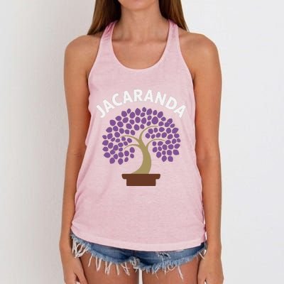 Jacaranda Tree Bonsai Art Purple Blossom Women's Knotted Racerback Tank