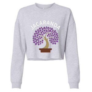 Jacaranda Tree Bonsai Art Purple Blossom Cropped Pullover Crew