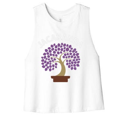 Jacaranda Tree Bonsai Art Purple Blossom Women's Racerback Cropped Tank