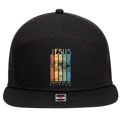 Jesus The Creator Of The Rainbow (Noah And The Ark) 7 Panel Mesh Trucker Snapback Hat