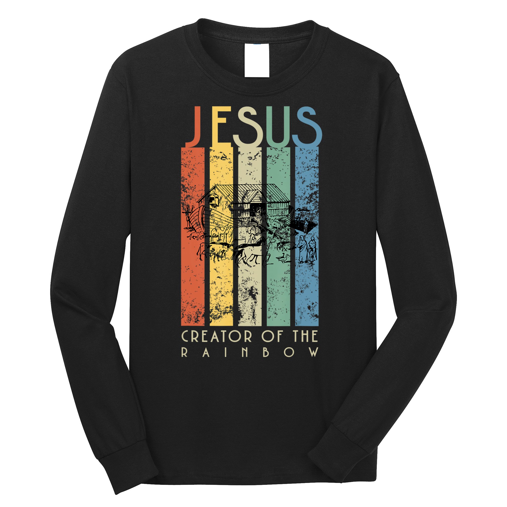 Jesus The Creator Of The Rainbow (Noah And The Ark) Long Sleeve Shirt