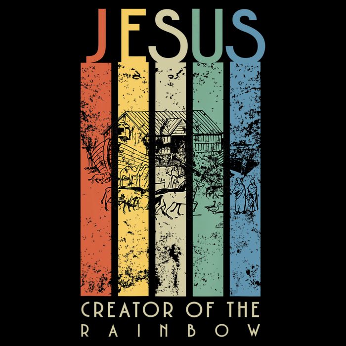 Jesus The Creator Of The Rainbow (Noah And The Ark) Drawstring Bag