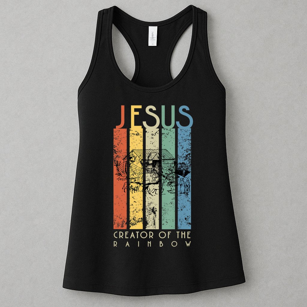 Jesus The Creator Of The Rainbow (Noah And The Ark) Womens Tank Top