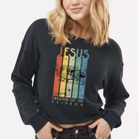 Jesus The Creator Of The Rainbow (Noah And The Ark) Cropped Pullover Crew