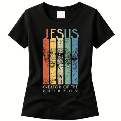 Jesus The Creator Of The Rainbow (Noah And The Ark) Womens T-Shirt