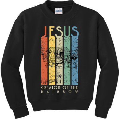 Jesus The Creator Of The Rainbow (Noah And The Ark) Kids Sweatshirt
