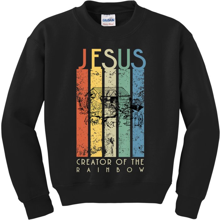Jesus The Creator Of The Rainbow (Noah And The Ark) Kids Sweatshirt