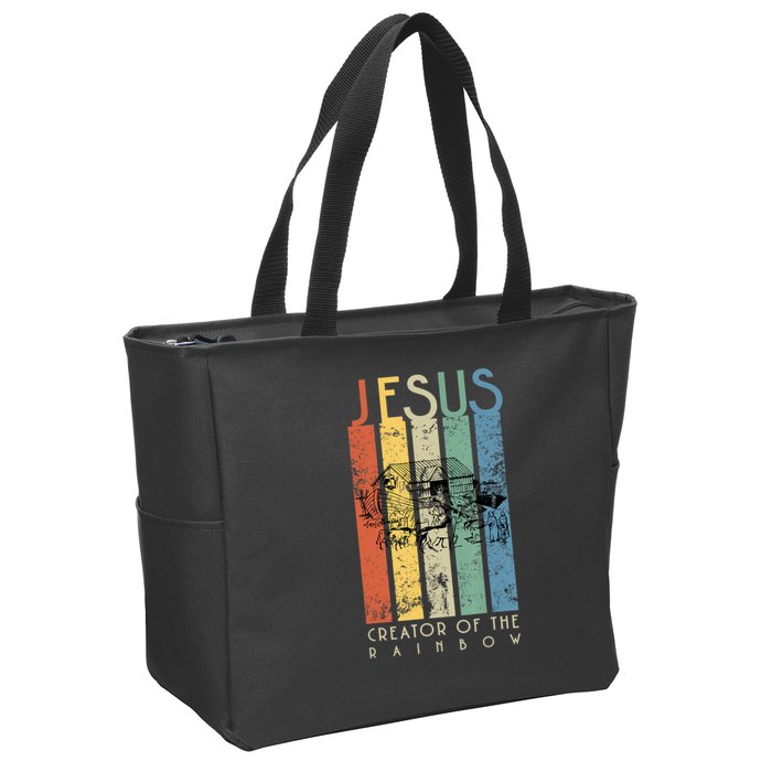 Jesus The Creator Of The Rainbow (Noah And The Ark) Zip Tote Bag
