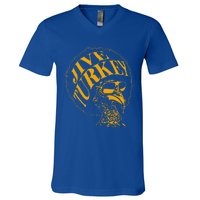 Jive Thanksgiving Cool Turkey Head Retro Silhouette V-Neck T-Shirt