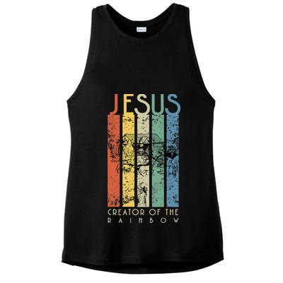 JESUS The Creator Of The Rainbow (Noah And The Ark) Ladies PosiCharge Tri-Blend Wicking Tank