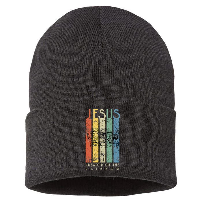JESUS The Creator Of The Rainbow (Noah And The Ark) Sustainable Knit Beanie