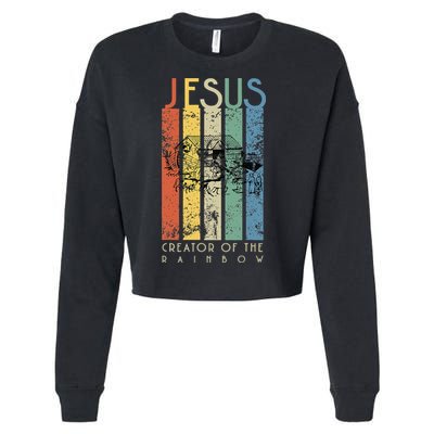 JESUS The Creator Of The Rainbow (Noah And The Ark) Cropped Pullover Crew