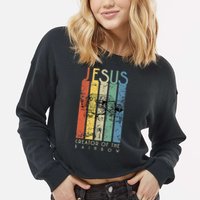 JESUS The Creator Of The Rainbow (Noah And The Ark) Cropped Pullover Crew