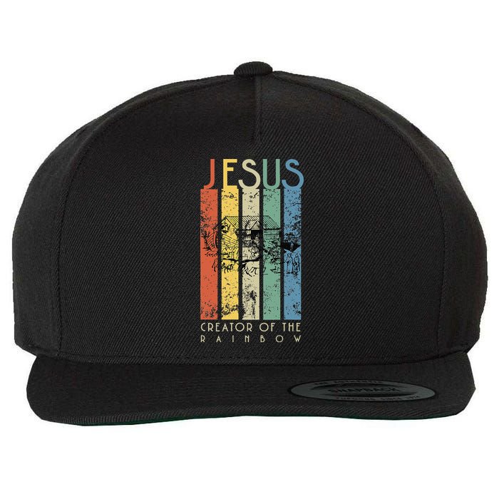 JESUS The Creator Of The Rainbow (Noah And The Ark) Wool Snapback Cap