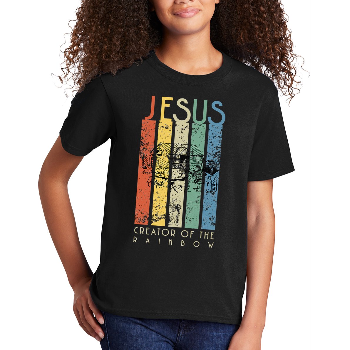 JESUS The Creator Of The Rainbow (Noah And The Ark) Kids T-Shirt
