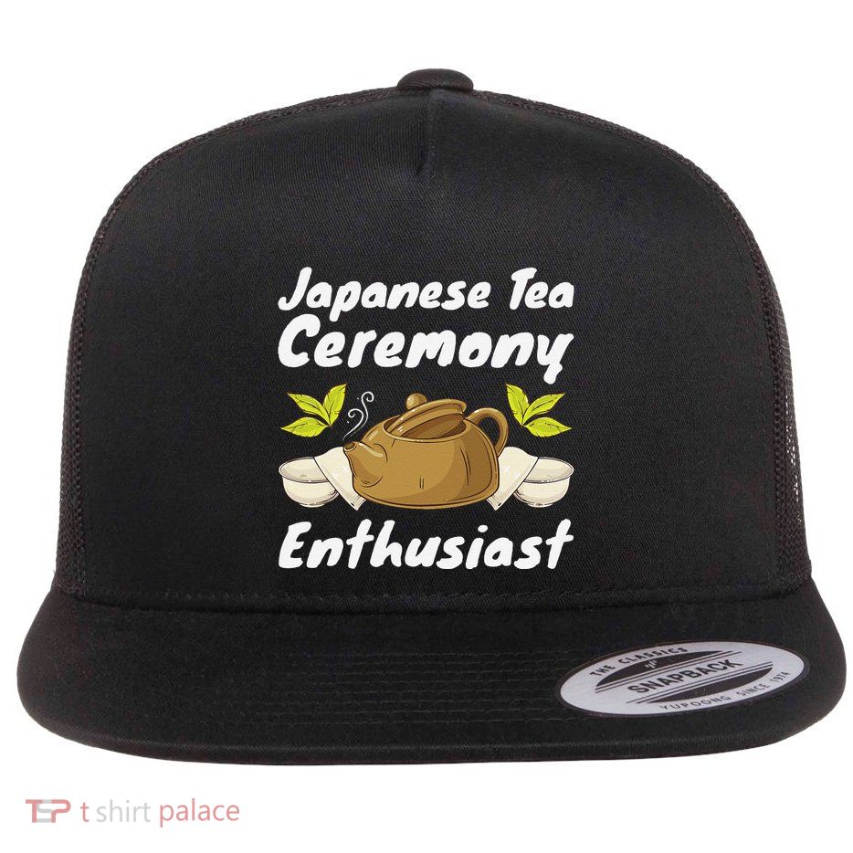 Japanese Tea Ceremony Japan Lover Traditional Matcha Tea Flat Bill Trucker Hat