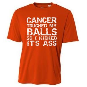 Joke Testicular Cancer Touched My Balls So I Kicked Its Ass Gift Cooling Performance Crew T-Shirt