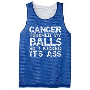 Joke Testicular Cancer Touched My Balls So I Kicked Its Ass Gift Mesh Reversible Basketball Jersey Tank