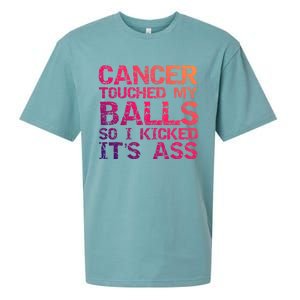 Joke Testicular Cancer Touched My Balls So I Kicked Its Ass Meaningful Gift Sueded Cloud Jersey T-Shirt