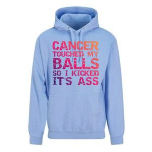 Joke Testicular Cancer Touched My Balls So I Kicked Its Ass Meaningful Gift Unisex Surf Hoodie