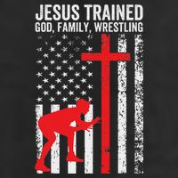 Jesus Trained Christian Wrestler Wrestling 7 Panel Mesh Trucker Snapback Hat