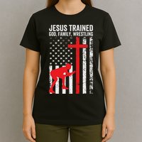 Jesus Trained Christian Wrestler Wrestling T-Shirt