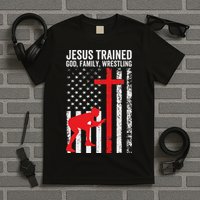 Jesus Trained Christian Wrestler Wrestling T-Shirt