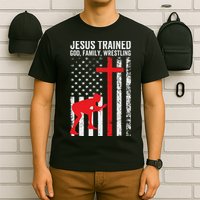 Jesus Trained Christian Wrestler Wrestling T-Shirt