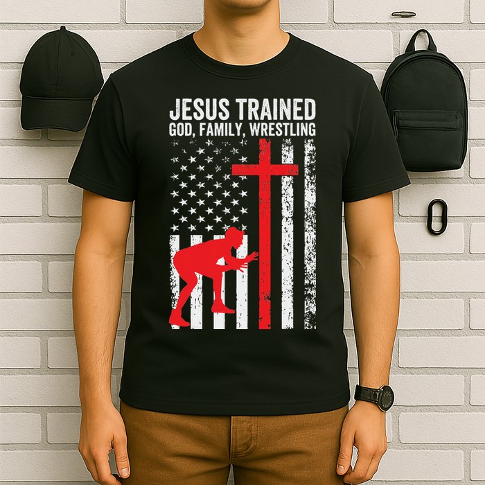 Jesus Trained Christian Wrestler Wrestling T-Shirt