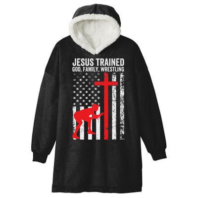 Jesus Trained Christian Wrestler Wrestling Hooded Wearable Blanket