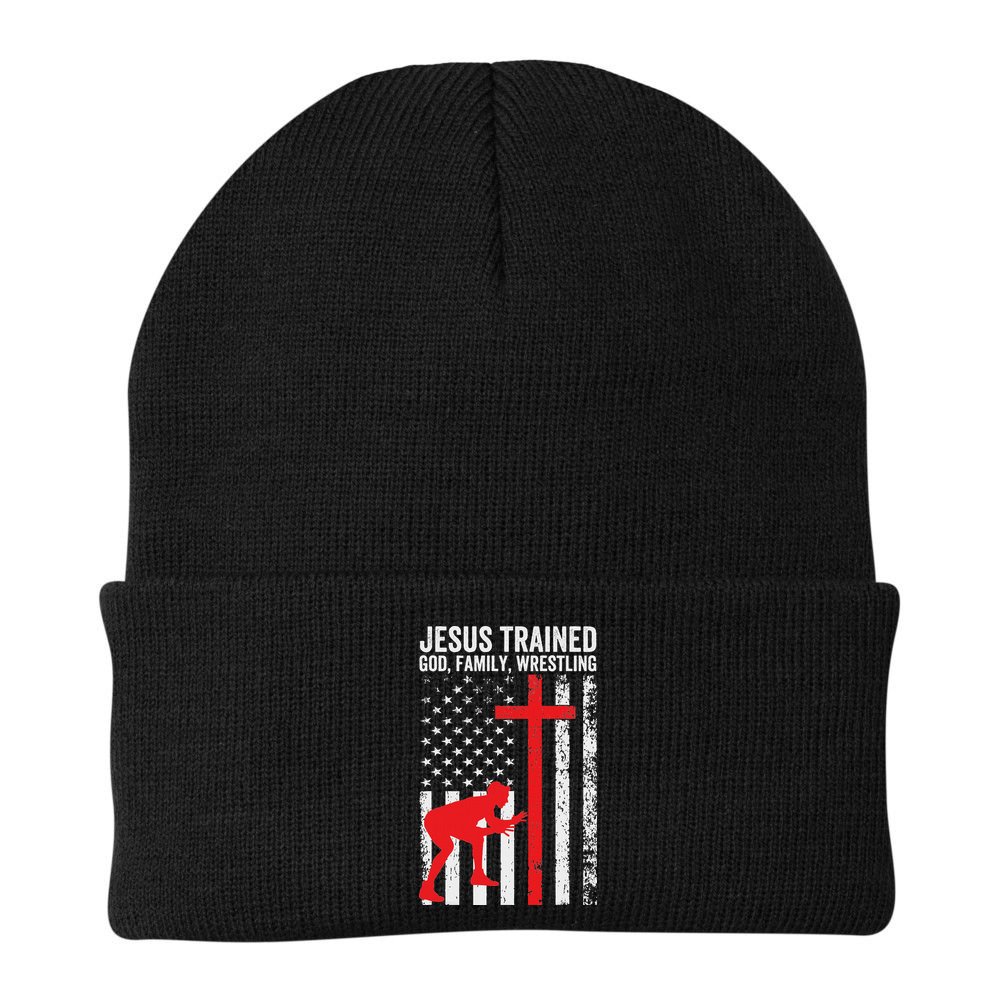 Jesus Trained Christian Wrestler Wrestling Beanie